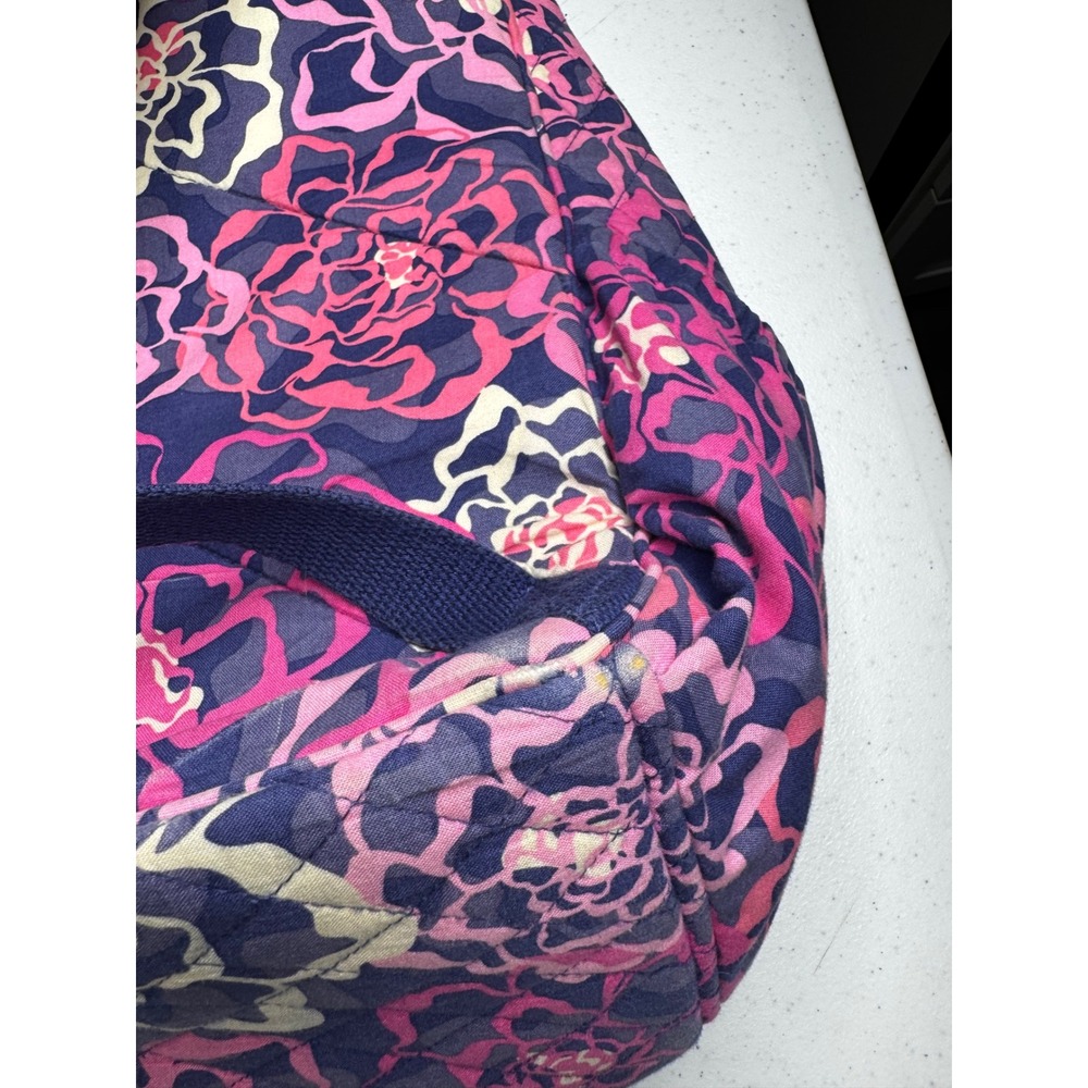 Vera Bradley Quilted Cotton Backpack Pink Navy Blue Floral School Travel Bag - Picture 9 of 16